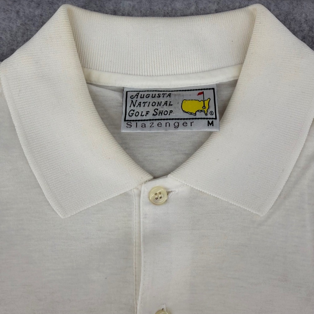 Slazenger Augusta National Golf Shop Masters Polo Shirt Mens Medium Cream White - Picture 2 of 8